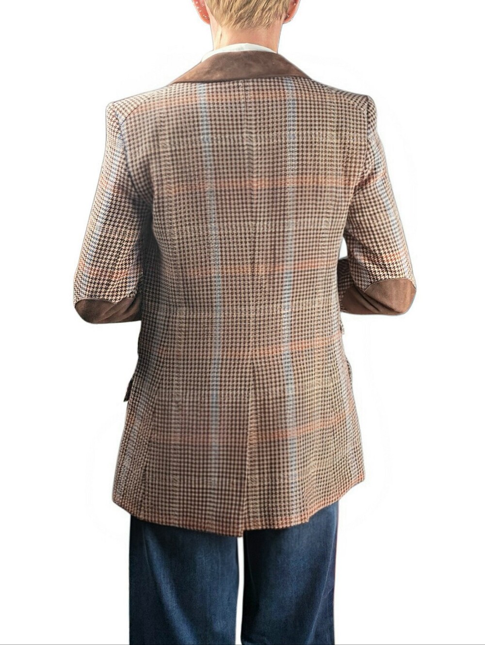 VERONICA BEARD Destry Dickey Houndstooth Checked Tweed Blazer In Chicory Multi - Picture 11 of 16